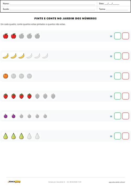 Atividade contagem colorir