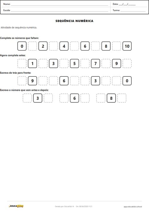 Atividade de sequência numérica