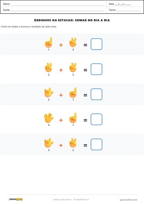 Atividade soma dos dedinhos